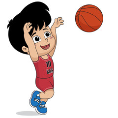 kid playing basketball.vector and illustration.