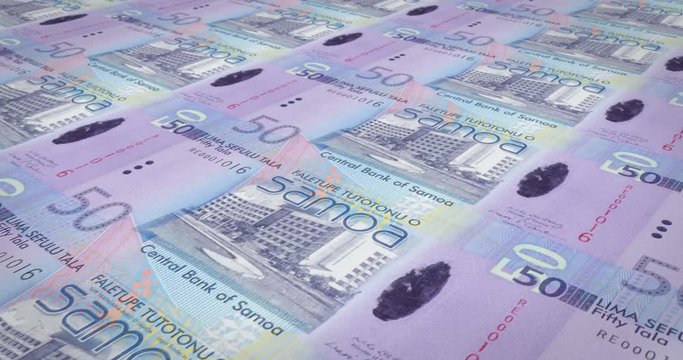 Banknotes of fifty Samoan tala of Samoa, cash money, loop