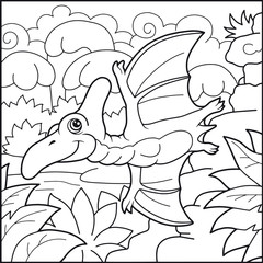 Cartoon cute pterodactyl funny illustration   © fargon