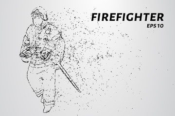 Firefighter of the particles. Firefighter consists of circles and points. Vector illustration