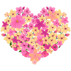 Heart with Bright Pink and Yellow Flowers