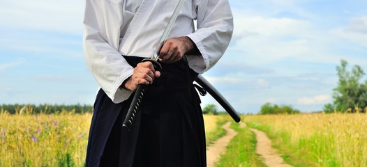 A man with katana practice Iaido