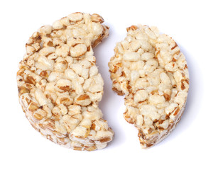 Round rice cake isolated on white background