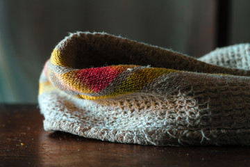Cleaning rag on a wooden table