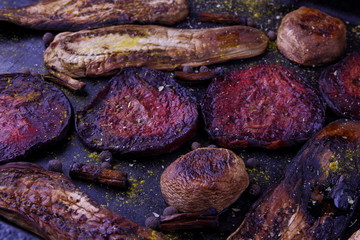 Vegetable assortment cooked on charcoal