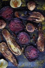 Vegetable assortment cooked on charcoal