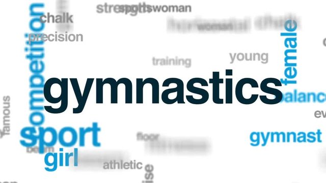 Gymnastics animated word cloud, text design animation.