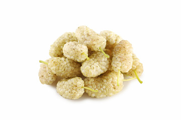 White mulberries isolated on a white background