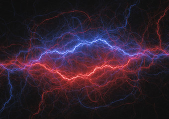 Red and blue lightning, plasma energy background