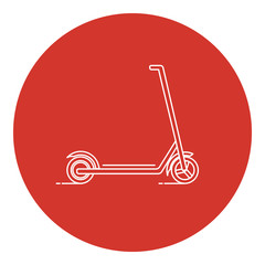 Line art style kick scooter icon with round frame