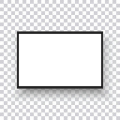 A realistic TV monitor on a transparent background. The television panel. Electronic home appliances. Vector illustration.