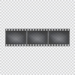 Film tape on a transparent background. Negative of the camera. Vector illustration.