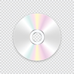 CD disk on a transparent background. A realistic compact disc. Vector illustration.