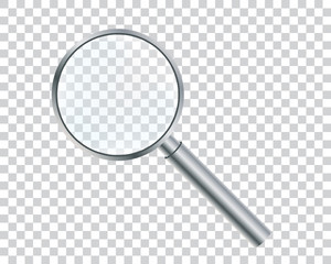 Metal magnifier on a transparent background. Vector illustration.