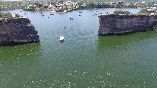Aerial view of Possum Kingdom Lake at Hell's Gate.