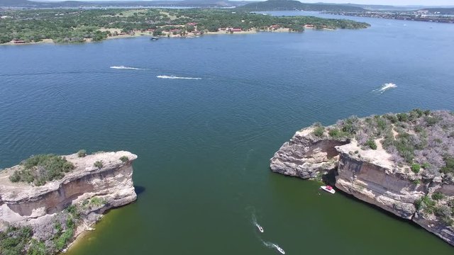 Aerial view of Possum Kingdom Lake at Hell's Gate.