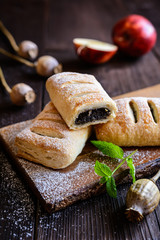 Delicious pies with poppy seed, apple and cinnamon filling