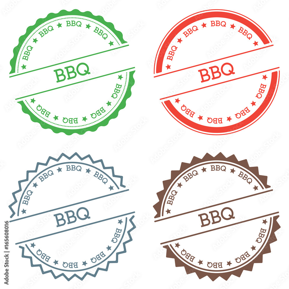 Poster bbq badge isolated on white background. flat style round label with text. circular emblem vector ill