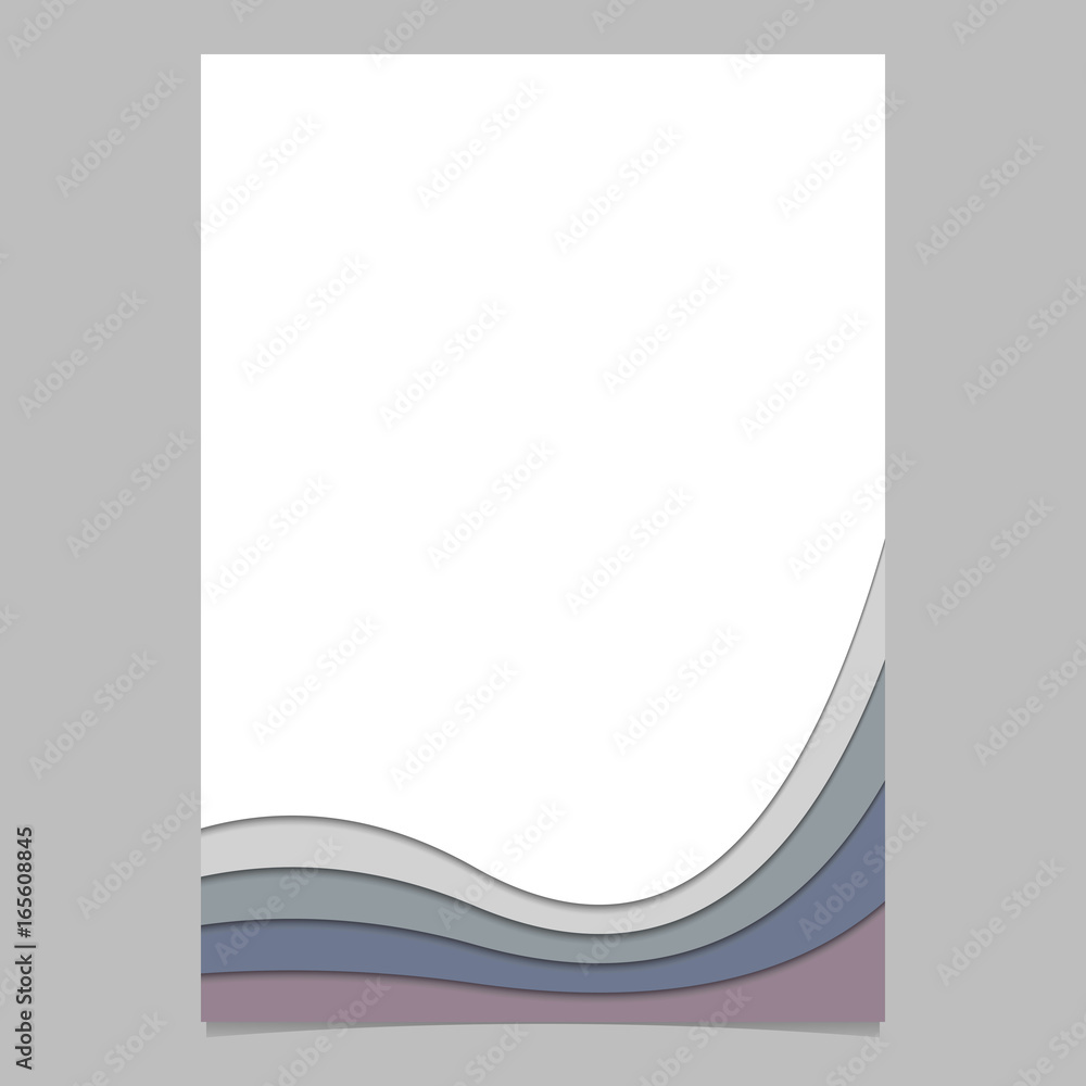 Poster page template from curved stripes - vector poster graphic design with 3d shadow effect