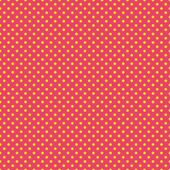 The polka dot pattern. Seamless vector illustration with round circles, dots. Yellow and pink. Vector illustration in retro, vintage style print on fabric, textile, wrapping, Wallpaper, scrap-booking