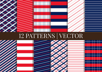Vector patterns. Set of fabric textures. Pattern tile swatches included.
