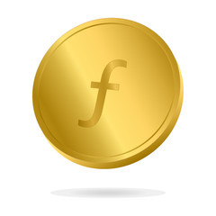 Realistic Gold Netherlands Gulden coin vector illustration. Money currency coin.