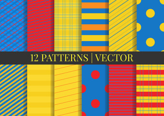 Vector patterns. Set of fabric textures. Pattern tile swatches included.