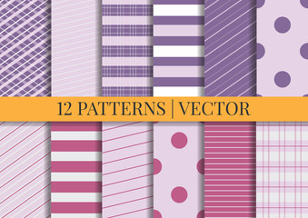 Vector patterns. Set of fabric textures. Pattern tile swatches included.