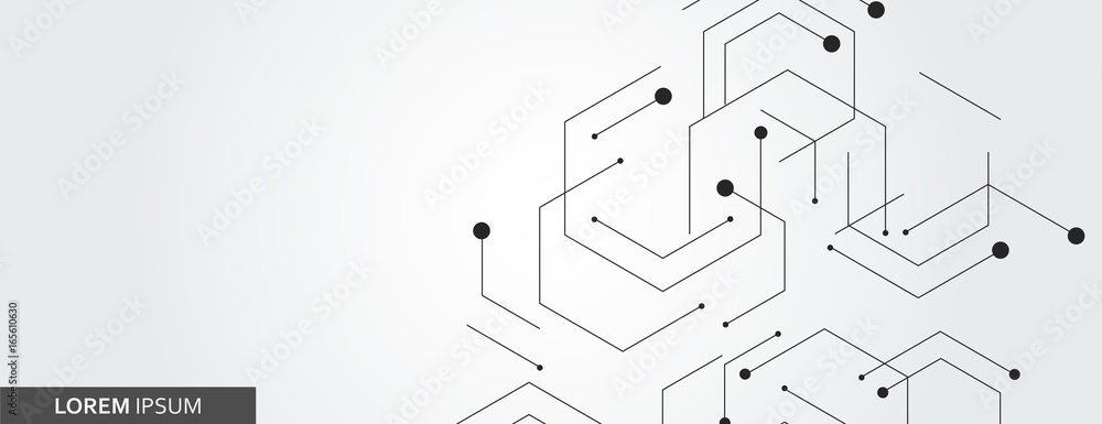 Poster Vector banner design, white background with hexagon pattern