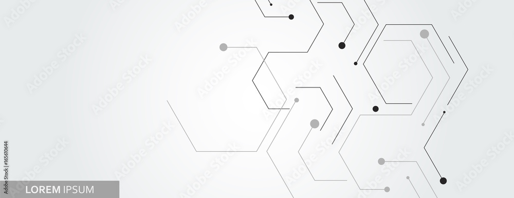 Poster Vector banner design, white background with hexagon pattern