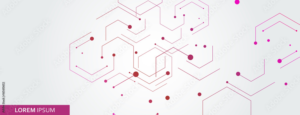 Poster Vector banner design, white background with hexagon pattern