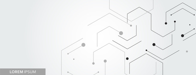 Vector banner design, white background with hexagon pattern