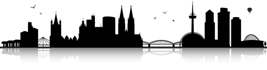 Köln Rhein Skyline Panorama mit Dom Silhouette schwarz