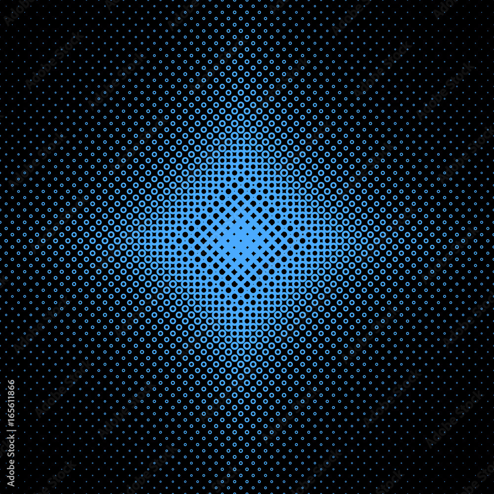 Poster symmetrical abstract halftone circle pattern background - vector illustration