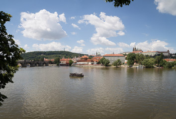 Fototapeta na wymiar View of the Vltava river of the old city Prague, Czech Republic
