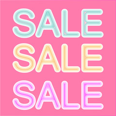 Set from sale glowing neon sign