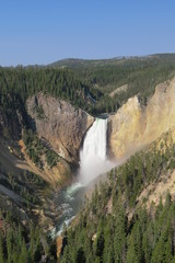 Huge waterfall at yellowstone national park
