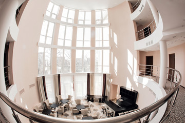 Modern luxury hotel lobby interior. high ceiling