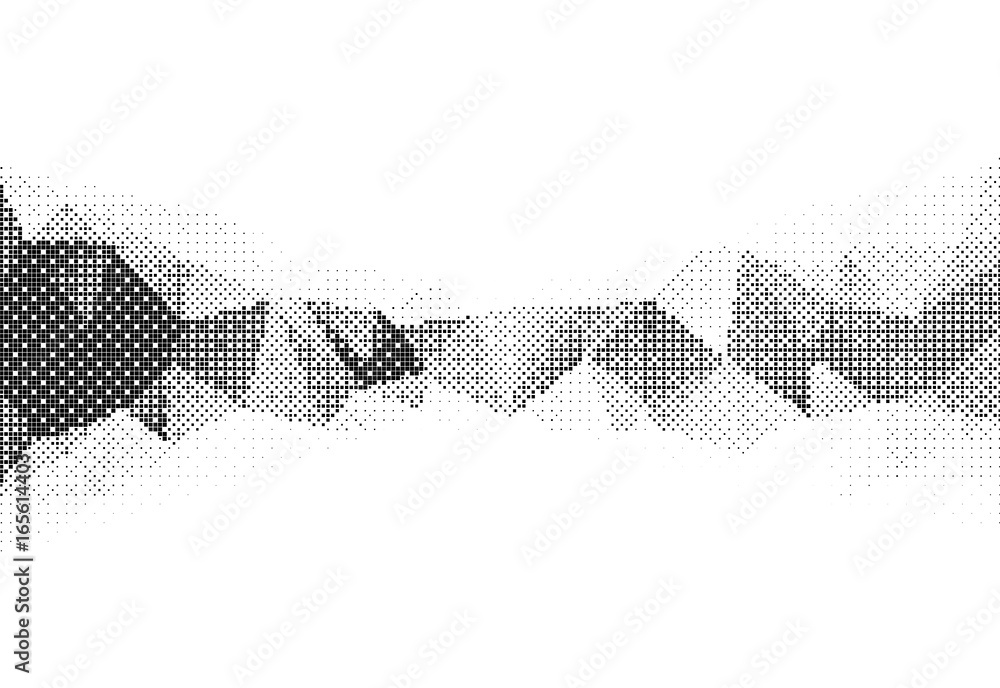Poster vector illustration of monochrome particle pattern moving shape