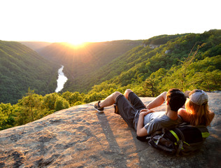 Fototapeta premium Young Couple Relax on Mountain