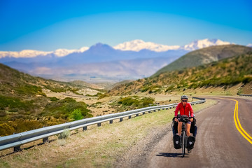Fototapeta premium Cycling on argentinian roads