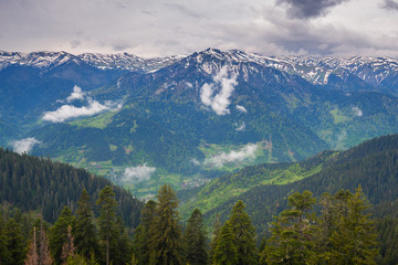 Mountain panorama in a cloudy day