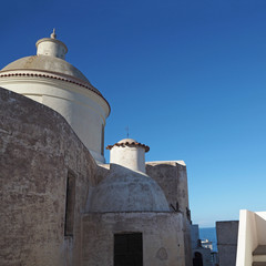 old white church on stromboli island, Italy
