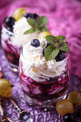 Healthy dessert with berry and cream cheese