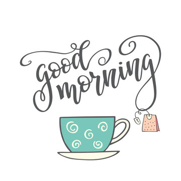 Hand drawn lettering "Good morning"