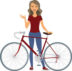 Fototapeta na wymiar Young woman with bicycle