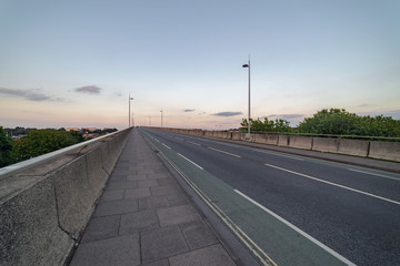 The Itchen road bridge over the River Itchen in Southampton, captured at early nightfall