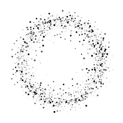 Dense black dots. Ring frame with dense black dots on white background. Vector illustration.