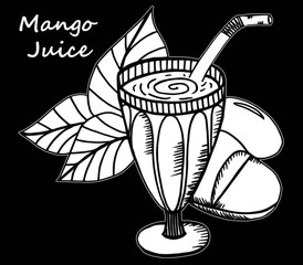 Hand drawn mango juice in a glass