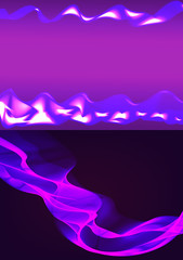 Wavy shiny ribbons on a purple background
